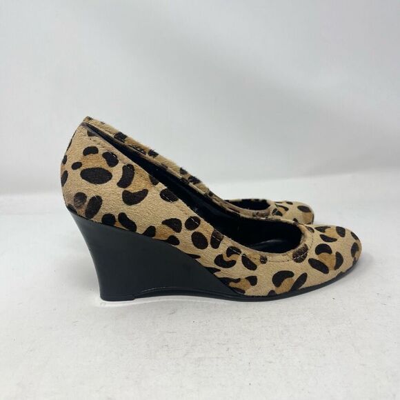 Steven by Steve Madden Leopard Note 1 Leather Upper Wedge Heels Size 8.5 - Picture 2 of 8